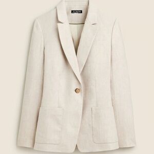 NWT J. Crew Helena Blazer Stretch Linen Blend in Ivory Flax Size 4